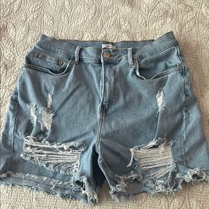 Forever 21 Blue Distressed Jean Shorts